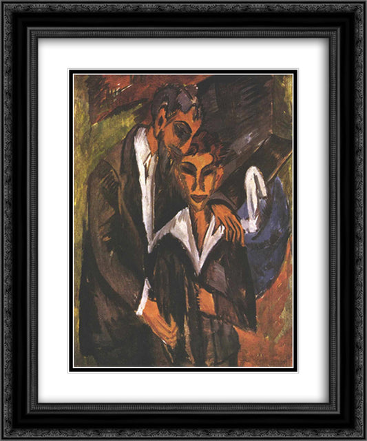 Graef and friend 20x24 Black Ornate Wood Framed Art Print Poster with Double Matting by Kirchner, Ernst Ludwig