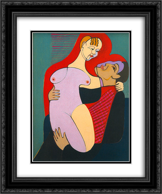 Great Lovers (Mr and Miss Hembus) 20x24 Black Ornate Wood Framed Art Print Poster with Double Matting by Kirchner, Ernst Ludwig