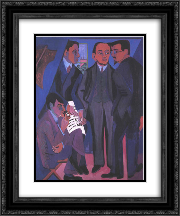 Group of artists 20x24 Black Ornate Wood Framed Art Print Poster with Double Matting by Kirchner, Ernst Ludwig