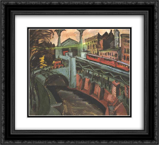 Hallesches Tor, Berlin 22x20 Black Ornate Wood Framed Art Print Poster with Double Matting by Kirchner, Ernst Ludwig