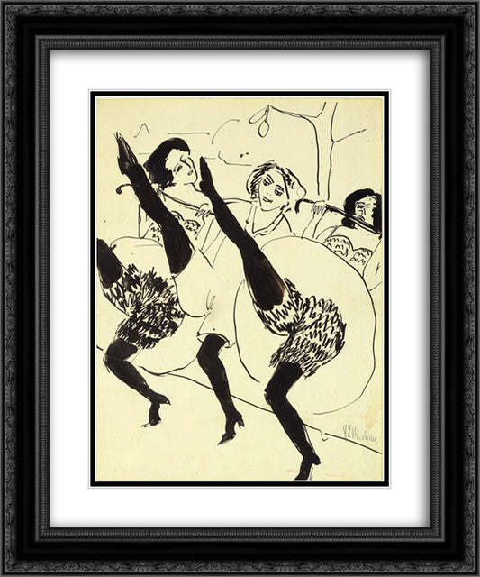 Hamburg Dancers 20x24 Black Ornate Wood Framed Art Print Poster with Double Matting by Kirchner, Ernst Ludwig