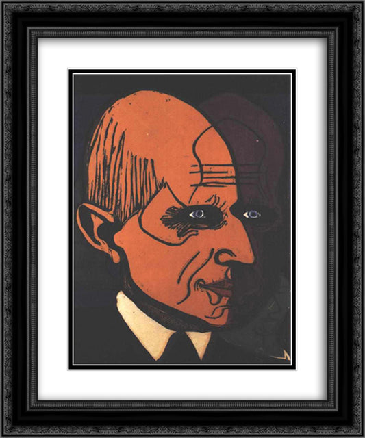 Head of Dr. Bauer 20x24 Black Ornate Wood Framed Art Print Poster with Double Matting by Kirchner, Ernst Ludwig