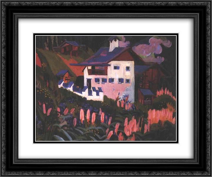 House in the Meadows 24x20 Black Ornate Wood Framed Art Print Poster with Double Matting by Kirchner, Ernst Ludwig