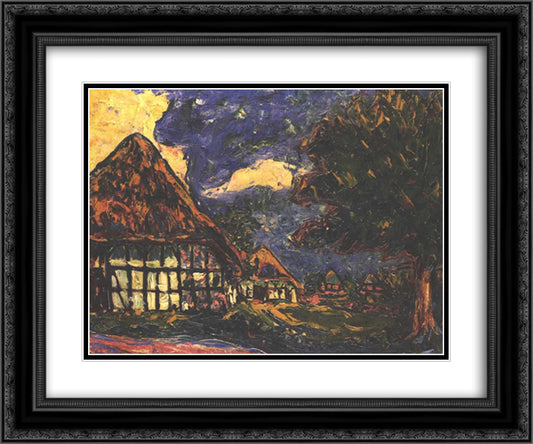 House on Fehmarn 24x20 Black Ornate Wood Framed Art Print Poster with Double Matting by Kirchner, Ernst Ludwig