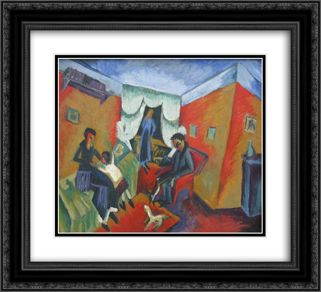 Interieur 22x20 Black Ornate Wood Framed Art Print Poster with Double Matting by Kirchner, Ernst Ludwig