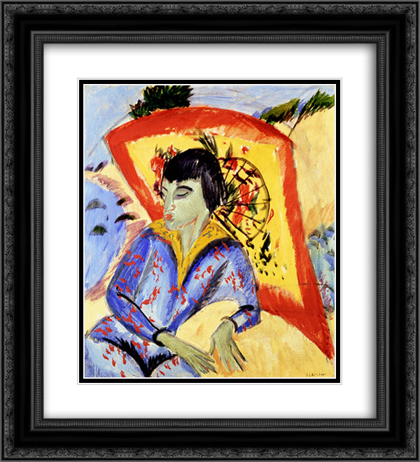 Japanese 20x22 Black Ornate Wood Framed Art Print Poster with Double Matting by Kirchner, Ernst Ludwig