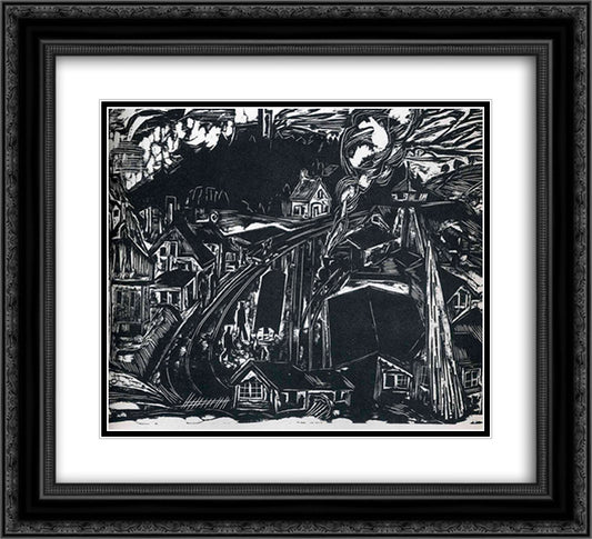 Konigstein Railroad Station in the Taunus 22x20 Black Ornate Wood Framed Art Print Poster with Double Matting by Kirchner, Ernst Ludwig