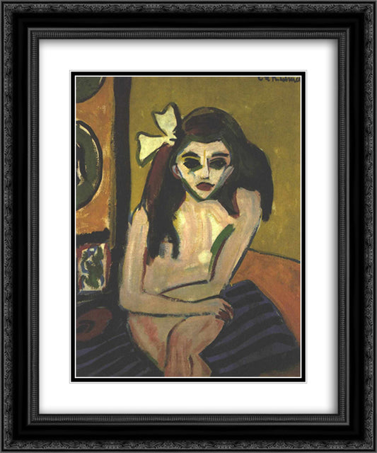 Marcella 20x24 Black Ornate Wood Framed Art Print Poster with Double Matting by Kirchner, Ernst Ludwig