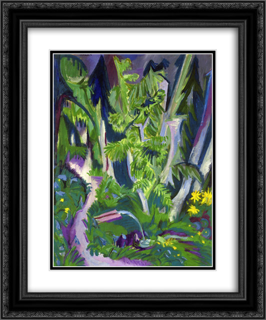Mountain Forest 20x24 Black Ornate Wood Framed Art Print Poster with Double Matting by Kirchner, Ernst Ludwig
