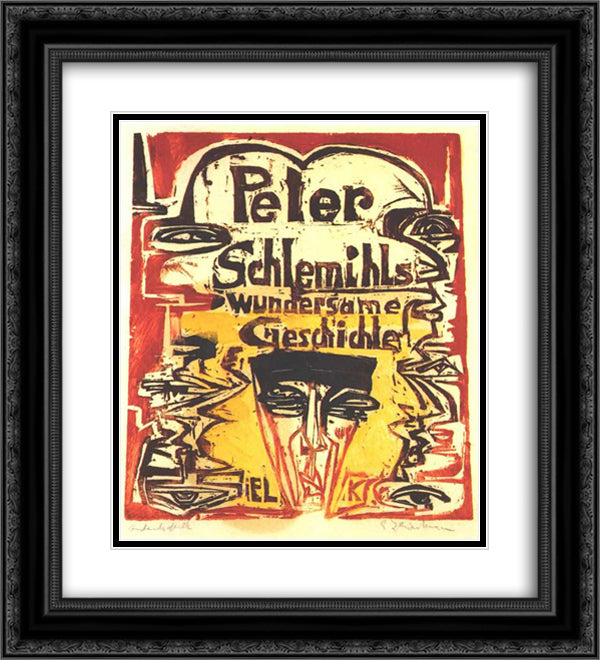 Peter Schemihls. Miraculous Story 20x22 Black Ornate Wood Framed Art Print Poster with Double Matting by Kirchner, Ernst Ludwig