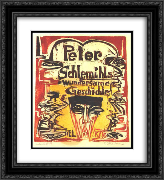 Peter Schemihls. Miraculous Story 20x22 Black Ornate Wood Framed Art Print Poster with Double Matting by Kirchner, Ernst Ludwig