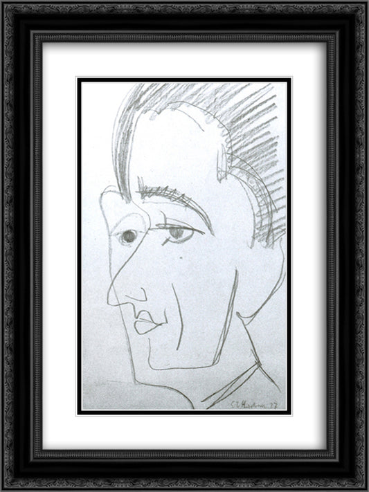 Portrait 18x24 Black Ornate Wood Framed Art Print Poster with Double Matting by Kirchner, Ernst Ludwig