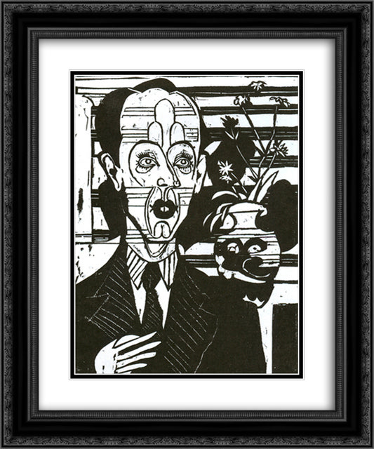 Portrait of Dr. Huggler 20x24 Black Ornate Wood Framed Art Print Poster with Double Matting by Kirchner, Ernst Ludwig