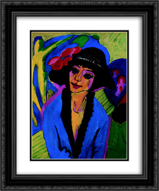 Portrait of Gerda 20x24 Black Ornate Wood Framed Art Print Poster with Double Matting by Kirchner, Ernst Ludwig