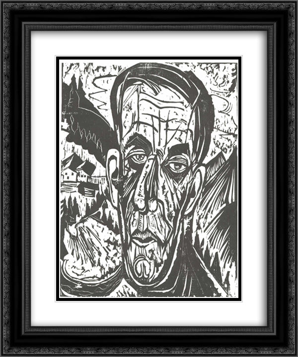 Portrait of Van de Velde 20x24 Black Ornate Wood Framed Art Print Poster with Double Matting by Kirchner, Ernst Ludwig