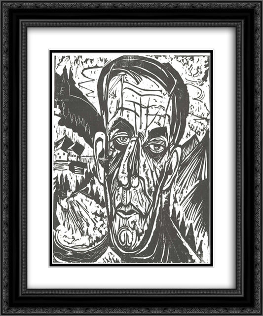 Portrait of Van de Velde 20x24 Black Ornate Wood Framed Art Print Poster with Double Matting by Kirchner, Ernst Ludwig