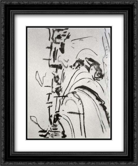 Railway in Dresden 20x24 Black Ornate Wood Framed Art Print Poster with Double Matting by Kirchner, Ernst Ludwig