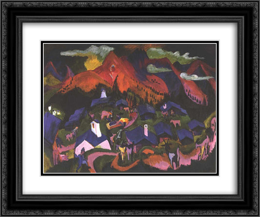 Return of the Animals 24x20 Black Ornate Wood Framed Art Print Poster with Double Matting by Kirchner, Ernst Ludwig