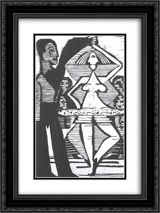 Rotating Dancer 18x24 Black Ornate Wood Framed Art Print Poster with Double Matting by Kirchner, Ernst Ludwig