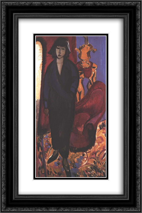 Russian Woman 16x24 Black Ornate Wood Framed Art Print Poster with Double Matting by Kirchner, Ernst Ludwig
