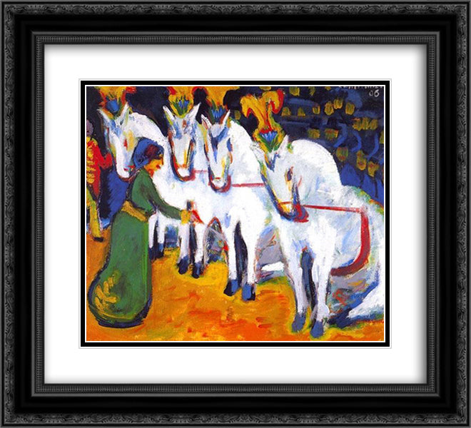 Schimmeldressurakt 22x20 Black Ornate Wood Framed Art Print Poster with Double Matting by Kirchner, Ernst Ludwig