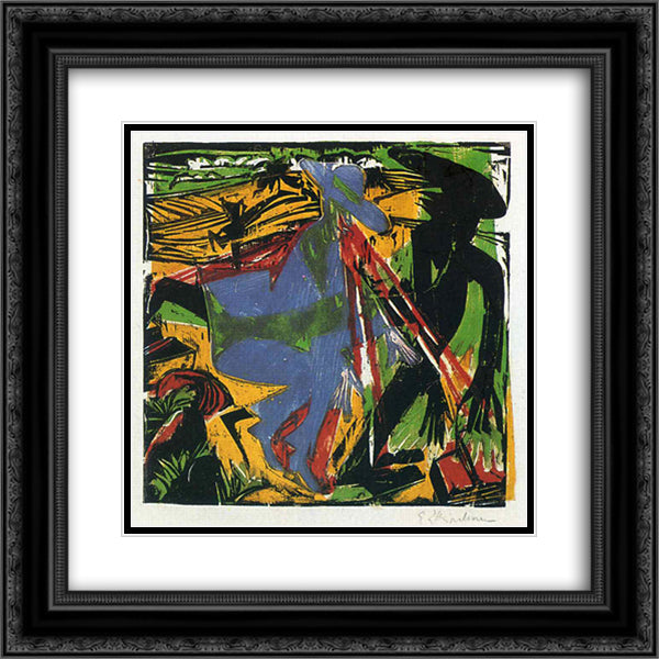 Schlemihls Entcounter with the Shadow 20x20 Black Ornate Wood Framed Art Print Poster with Double Matting by Kirchner, Ernst Ludwig