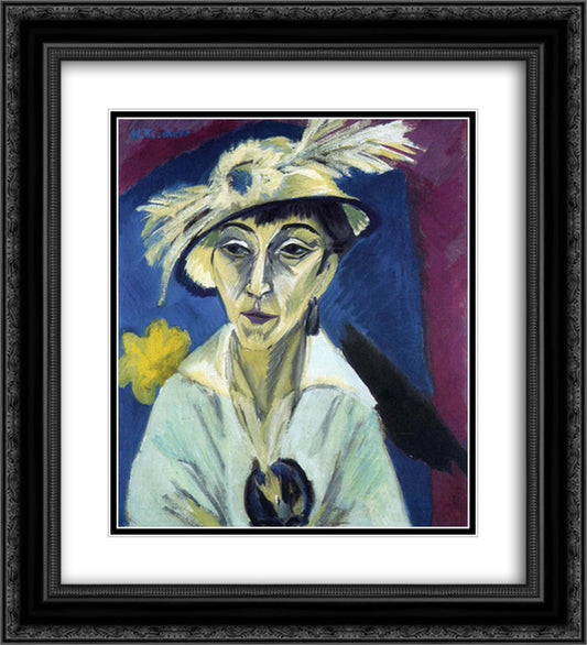 Sick Woman 20x22 Black Ornate Wood Framed Art Print Poster with Double Matting by Kirchner, Ernst Ludwig