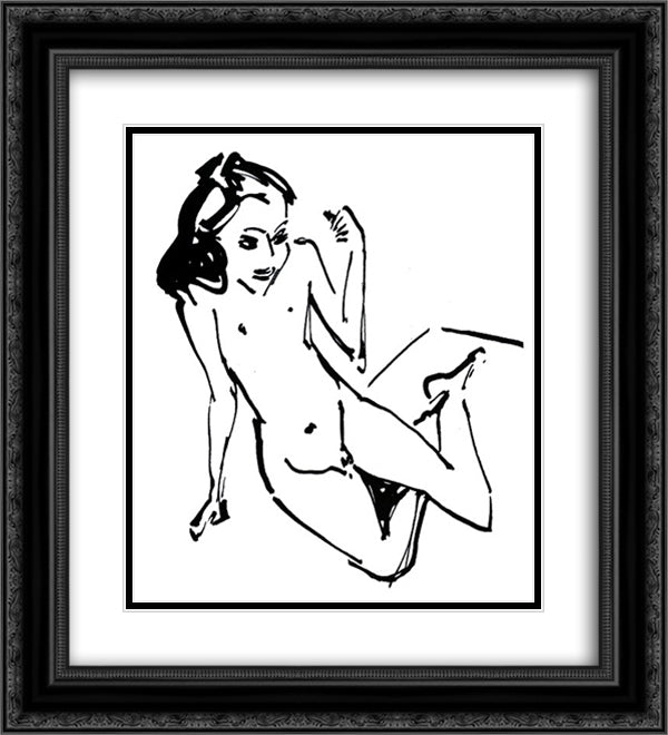 Small French 20x22 Black Ornate Wood Framed Art Print Poster with Double Matting by Kirchner, Ernst Ludwig