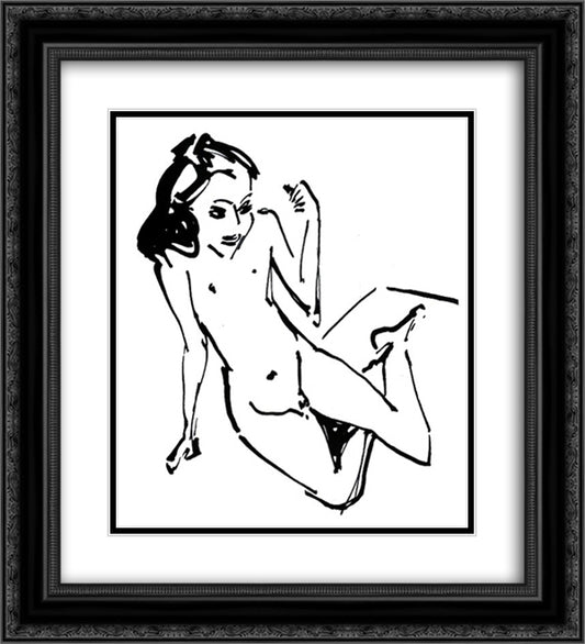 Small French 20x22 Black Ornate Wood Framed Art Print Poster with Double Matting by Kirchner, Ernst Ludwig