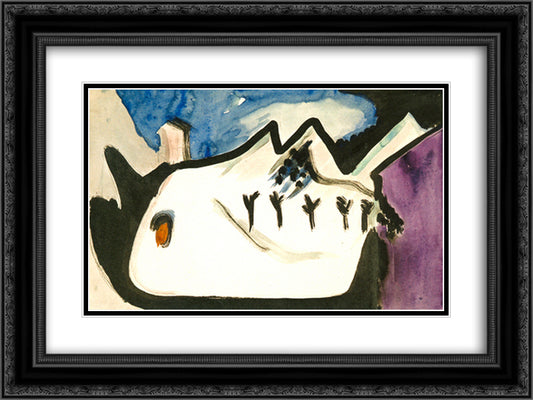 Snowy Landscape 24x18 Black Ornate Wood Framed Art Print Poster with Double Matting by Kirchner, Ernst Ludwig