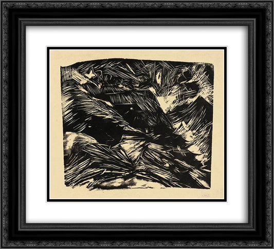 Staffelalp by Moonlight 22x20 Black Ornate Wood Framed Art Print Poster with Double Matting by Kirchner, Ernst Ludwig