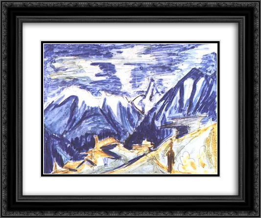 Staffelalp in the Autumn 24x20 Black Ornate Wood Framed Art Print Poster with Double Matting by Kirchner, Ernst Ludwig