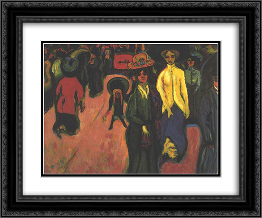 Street 24x20 Black Ornate Wood Framed Art Print Poster with Double Matting by Kirchner, Ernst Ludwig