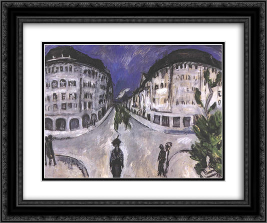 Street at Stadtpark 24x20 Black Ornate Wood Framed Art Print Poster with Double Matting by Kirchner, Ernst Ludwig