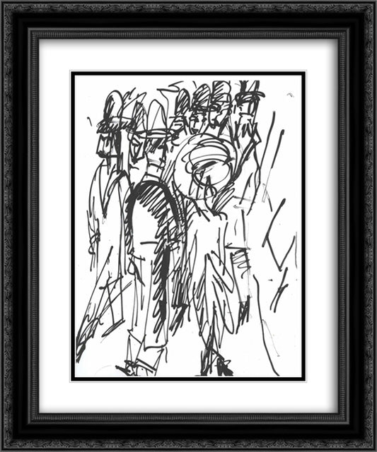 Street Scene in Berlin 20x24 Black Ornate Wood Framed Art Print Poster with Double Matting by Kirchner, Ernst Ludwig