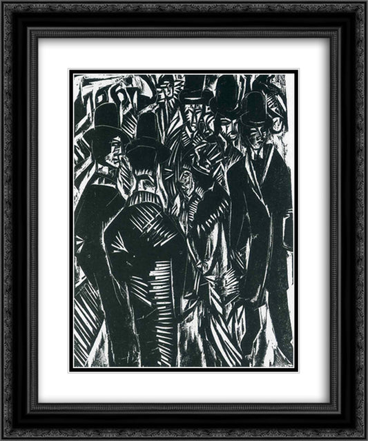 Street Scene In Front of the Shop Window 20x24 Black Ornate Wood Framed Art Print Poster with Double Matting by Kirchner, Ernst Ludwig