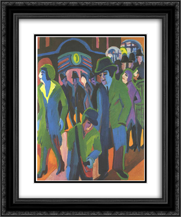 Street with Passangers 20x24 Black Ornate Wood Framed Art Print Poster with Double Matting by Kirchner, Ernst Ludwig