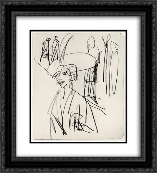 Study on Red Tart 20x22 Black Ornate Wood Framed Art Print Poster with Double Matting by Kirchner, Ernst Ludwig