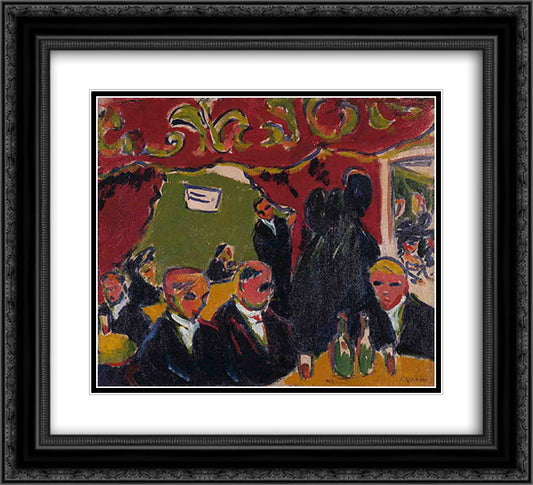 Tavern 22x20 Black Ornate Wood Framed Art Print Poster with Double Matting by Kirchner, Ernst Ludwig