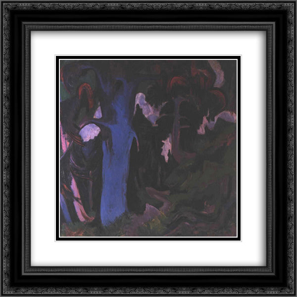 The Blue Tree 20x20 Black Ornate Wood Framed Art Print Poster with Double Matting by Kirchner, Ernst Ludwig