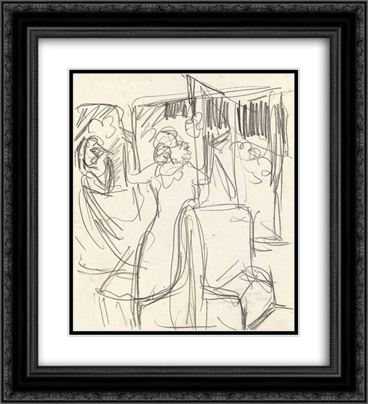 The Railway 20x22 Black Ornate Wood Framed Art Print Poster with Double Matting by Kirchner, Ernst Ludwig