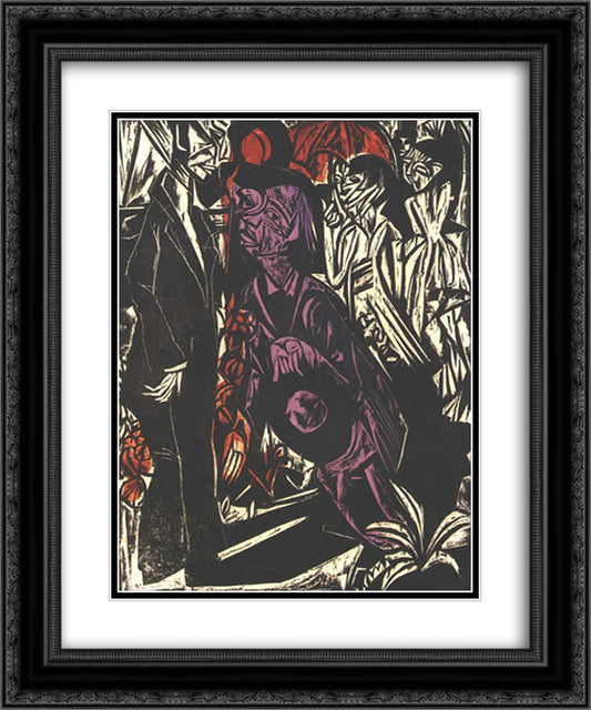 The Selling of the Shadow 20x24 Black Ornate Wood Framed Art Print Poster with Double Matting by Kirchner, Ernst Ludwig