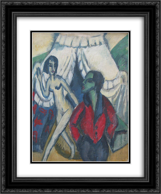 The Tent 20x24 Black Ornate Wood Framed Art Print Poster with Double Matting by Kirchner, Ernst Ludwig