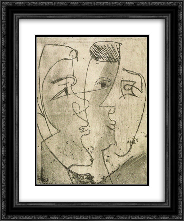 Three Faces 20x24 Black Ornate Wood Framed Art Print Poster with Double Matting by Kirchner, Ernst Ludwig