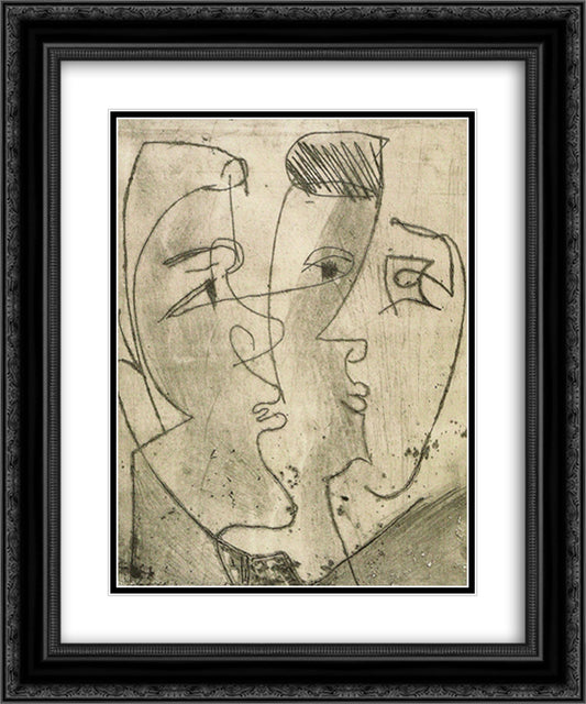 Three Faces 20x24 Black Ornate Wood Framed Art Print Poster with Double Matting by Kirchner, Ernst Ludwig