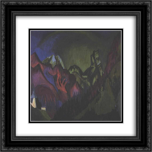 Trains Gorge near Monstein 20x20 Black Ornate Wood Framed Art Print Poster with Double Matting by Kirchner, Ernst Ludwig