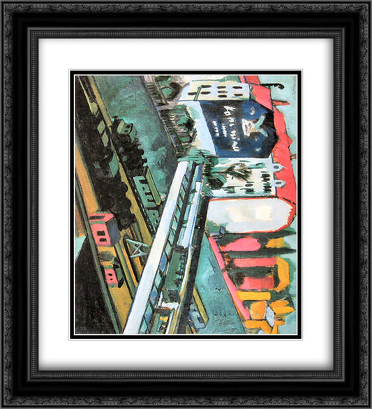 Tram and Rail 20x22 Black Ornate Wood Framed Art Print Poster with Double Matting by Kirchner, Ernst Ludwig