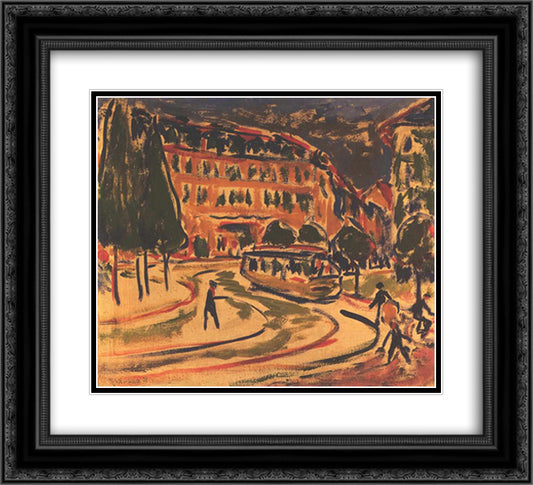 Tramway in Dresden 22x20 Black Ornate Wood Framed Art Print Poster with Double Matting by Kirchner, Ernst Ludwig