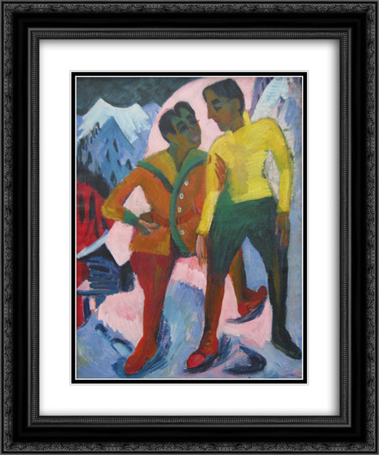 Two Brothers 20x24 Black Ornate Wood Framed Art Print Poster with Double Matting by Kirchner, Ernst Ludwig