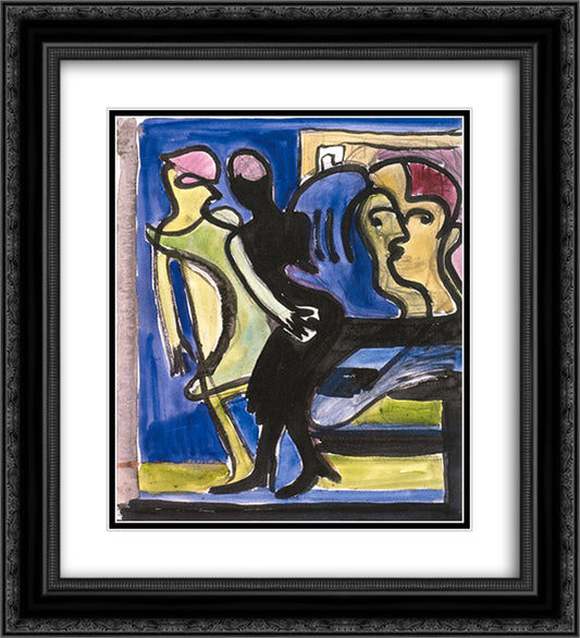 View into a Cafe 20x22 Black Ornate Wood Framed Art Print Poster with Double Matting by Kirchner, Ernst Ludwig